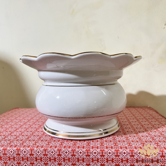 Bát nhang chắn tàn sứ họa tiết Đá Hoa Cương cao 13cm ngang 23cm bền và đẹp -  Màu Trắng