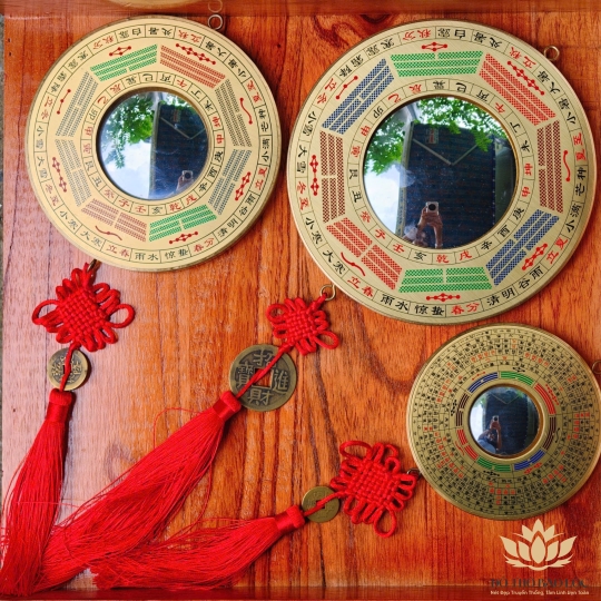 Gương Bát Quái Âm Dương Thái Cực bằng Đồng nguyên chất - 3 cỡ (ĐK: 12cm, 16cm, 19cm) - Tiên Thiên Bát Quái Thái Cực