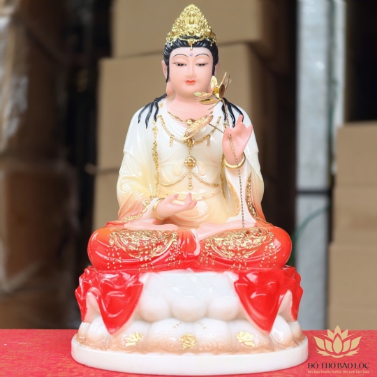 Tượng Đại Thế Chí Bồ Tát bằng đá nhập khẩu cao cấp cao 30cm – Đỏ