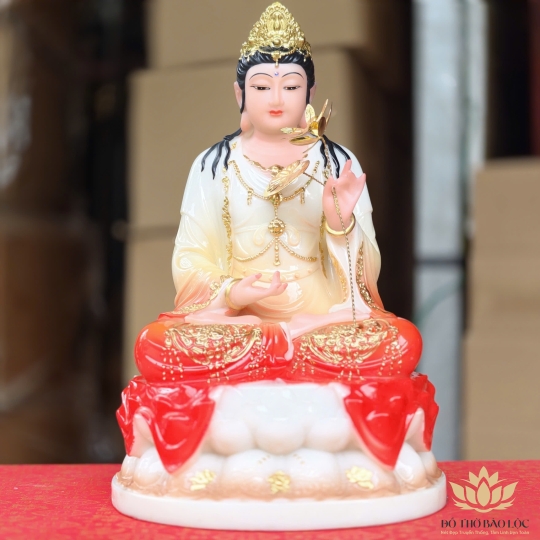 Tượng Đại Thế Chí Bồ Tát bằng đá nhập khẩu cao cấp cao 30cm – Đỏ