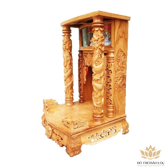 Bàn thờ thần tài thổ địa gỗ gõ đỏ ngang 60 x cao 98cm 