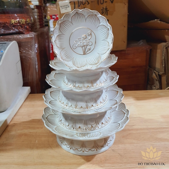 Đĩa trái cây sứ trắng bạch ngọc cao cấp cao 5cm đường kính 15cm