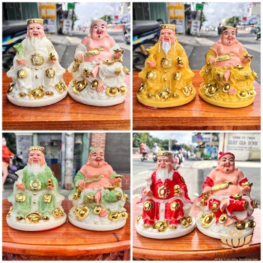 [6inch] Tượng Thần Tài Thổ Địa đá Việt Nam cao 14.5cm - 4 Màu (Đỏ, Vàng, Trắng, Xanh)