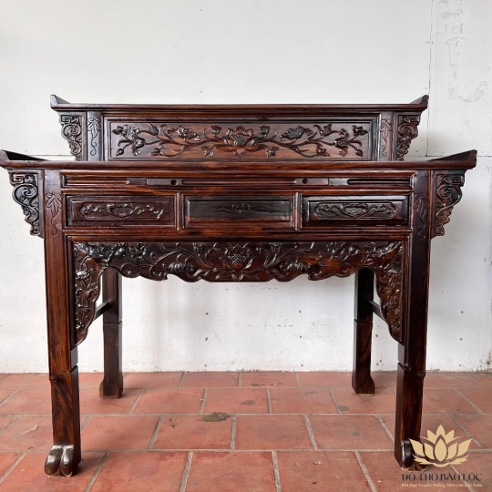 Bàn thờ gia tiên gỗ muồng 2 tầng ngang 1m54