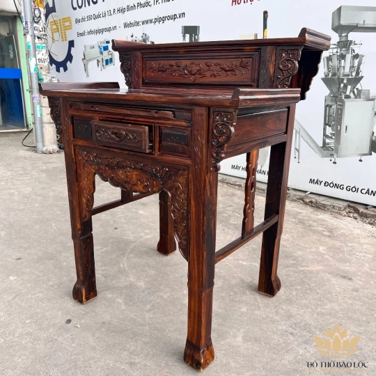 Bàn thờ gia tiên gỗ muồng 2 tầng ngang 1m07