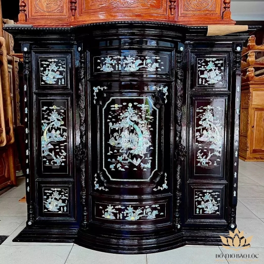 Tủ thờ gia tiên Gỗ căm xe cao 1m33