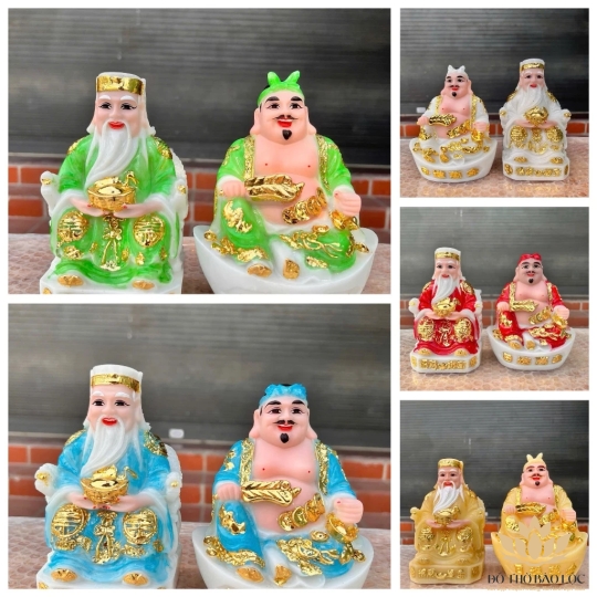 [7inch] Tượng Thần Tài Thổ Địa Bằng Đá Việt Nam Cao 16cm - 4 Màu (Trắng, Xanh lá, Xanh biển, Đỏ, Vàng)