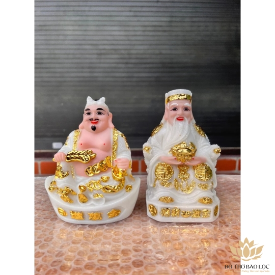 [7inch] Tượng Thần Tài Thổ Địa Bằng Đá Việt Nam Cao 16cm - 4 Màu (Trắng, Xanh lá, Xanh biển, Đỏ, Vàng)