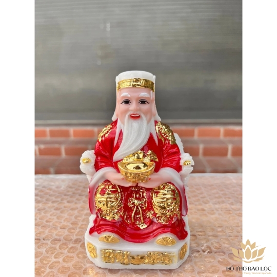 [8inch] Tượng Thần Tài Thổ Địa Bằng Đá Việt Nam Cao 20cm - Màu Đỏ