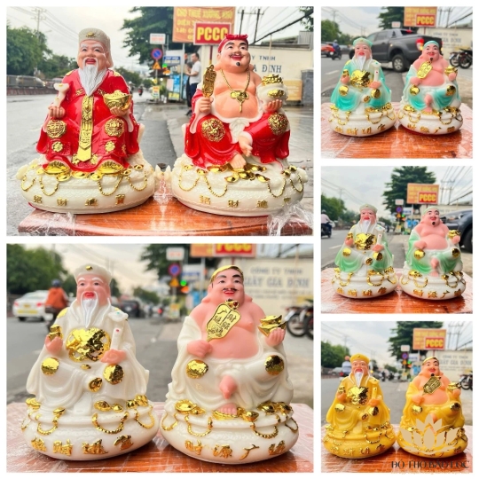 [6inch] Tượng Thần Tài Thổ Địa Chiêu Tài Lộc Đá Việt Nam Cao 17cm - 5 màu ( Vàng, Xanh Ngọc, Đỏ, Trắng, Xanh Lá )