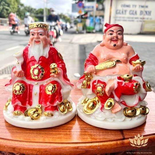 [6inch] Tượng Thần Tài Thổ Địa đá Việt Nam cao 14.5cm - 4 Màu (Đỏ, Vàng, Trắng, Xanh)