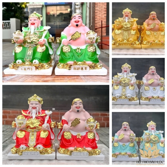 [8inch] Tượng Thần Tài Thổ Địa Đá Nhập Khẩu Cao Cấp Cao 20cm – 5 Màu (Trắng, Vàng, Đỏ, Xanh lá, Xanh lam)