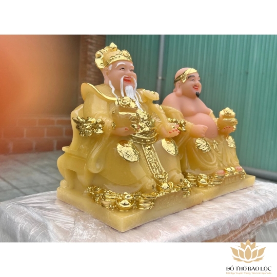 [8inch]Tượng Thần Tài Thổ Địa Đá Nhập Khẩu Cao Cấp 8inch – màu vàng