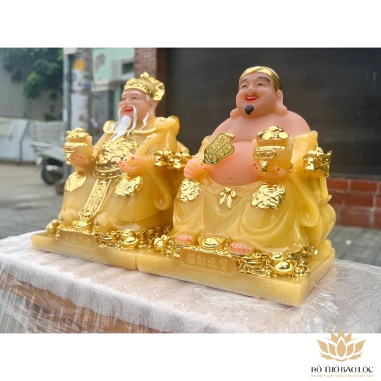 [8inch]Tượng Thần Tài Thổ Địa Đá Nhập Khẩu Cao Cấp 8inch – màu vàng