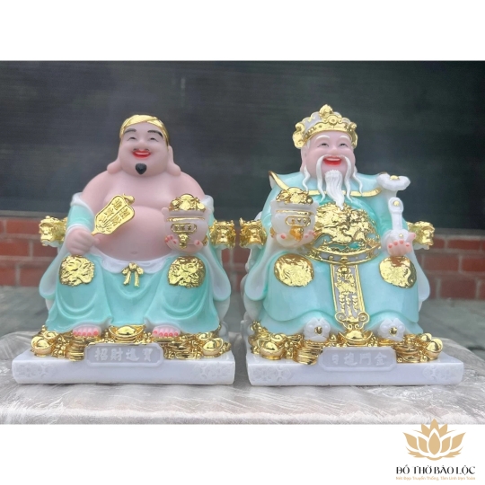 [8inch]Tượng Thần Tài Thổ Địa Đá Nhập Khẩu Cao Cấp 8inch – màu xanh