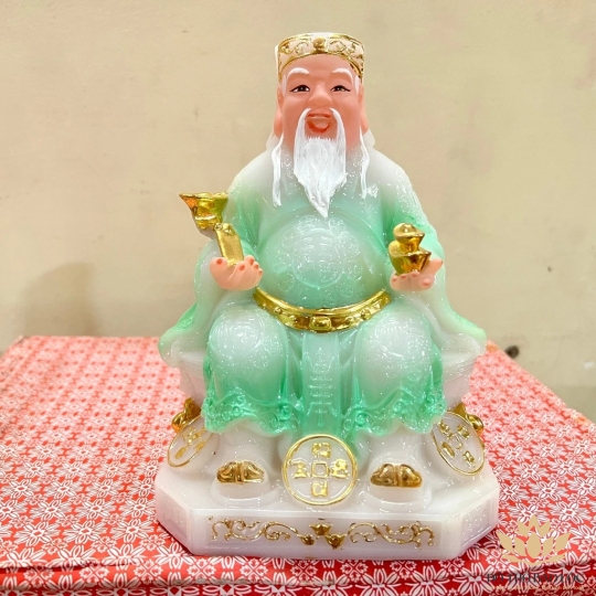 [8inch] Tượng Thần Tài Thổ Địa đá nhập khẩu cao cấp Cao 19cm – Xanh