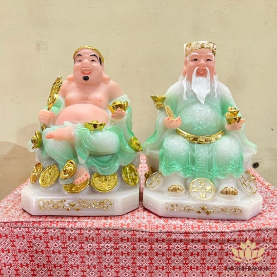 [8inch] Tượng Thần Tài Thổ Địa đá nhập khẩu cao cấp Cao 19cm – Xanh