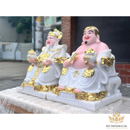 [8inch] Tượng Thần Tài Thổ Địa Đá Nhập Khẩu Cao Cấp 8inch – Màu Trắng