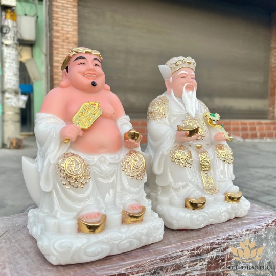 [8inch] Tượng Thần tài Thổ Địa đế đá nhập khẩu cao cấp Cao 20cm – Trắng