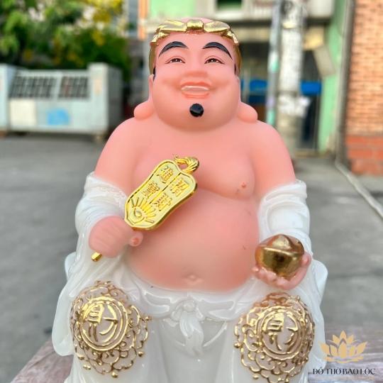 [8inch] Tượng Thần tài Thổ Địa đế đá nhập khẩu cao cấp Cao 20cm – Trắng