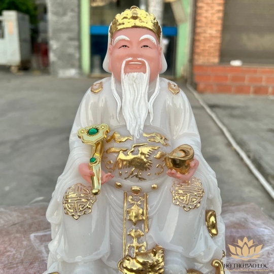 [8inch] Tượng Thần tài Thổ Địa đế đá nhập khẩu cao cấp Cao 20cm – Trắng