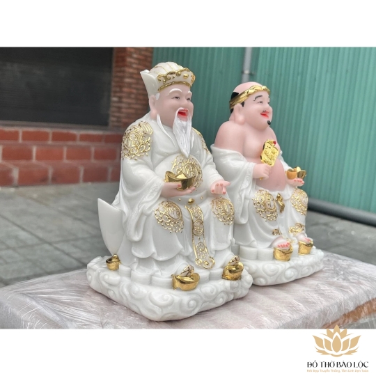 [10inch] Tượng Thần tài Thổ Địa bằng đá nhập khẩu cao cấp cao 25cm – Màu trắng