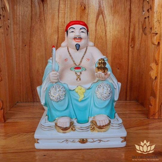 [8inch] Tượng Thần Tài Thổ Địa sứ đức hóa cao cấp nhập khẩu Đài Loan cao 23.5cm –Xanh