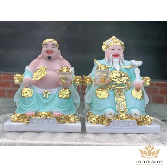 [12inch] Tượng Thần tài Thổ Địa bằng đá nhập khẩu cao cấp cao 30cm – Màu xanh
