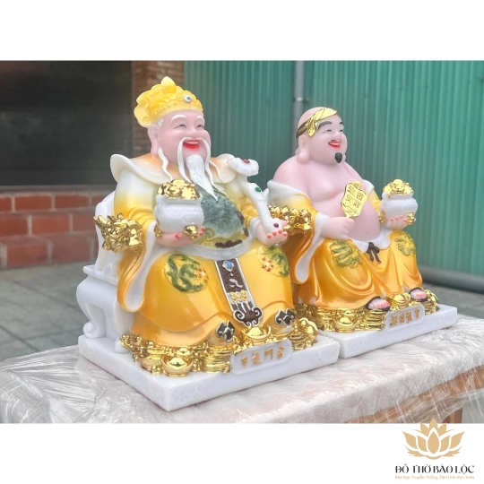 [12inch] Tượng Thần tài Thổ Địa bằng đá cao cấp cao 30cm - Màu Vàng ( Phú Quý )