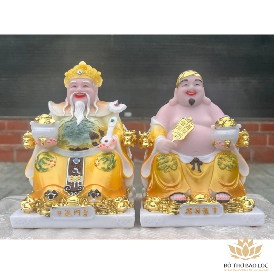 [12inch] Tượng Thần tài Thổ Địa bằng đá cao cấp cao 30cm - Màu Vàng ( Phú Quý )