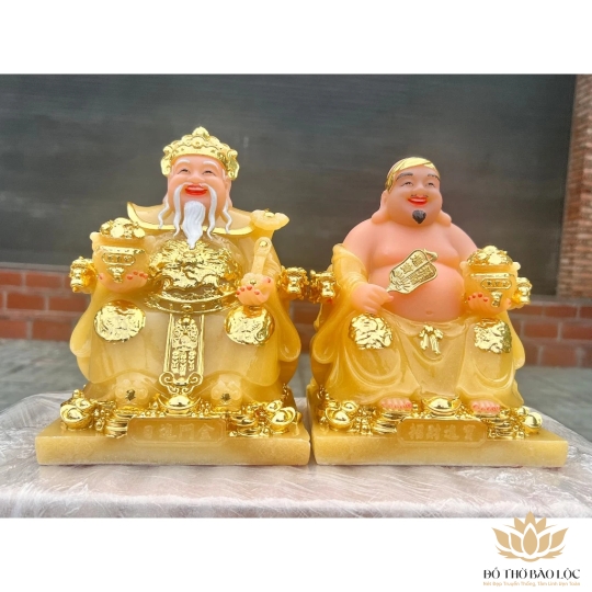 [10inch] Tượng Thần Tài Thổ Địa Đá Nhập Khẩu Cao Cấp – màu vàng