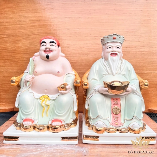 [10inch] Tượng Thần Tài Thổ Địa Sứ Đức Hóa Cao Cấp Nhập Khẩu cao 25cm – Màu xanh lá