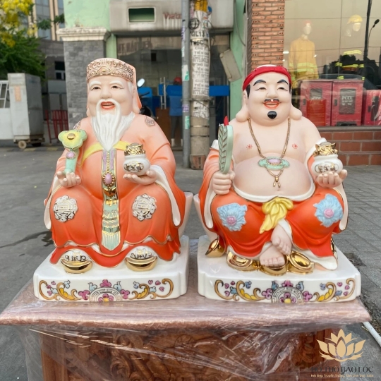 [10inch] Tượng Thần Tài Thổ Địa sứ đức hóa cao cấp nhập khẩu Đài Loan cao 25cm – Cam