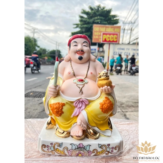 [10inch] Tượng Thần Tài Thổ Địa sứ đức hóa cao cấp nhập khẩu Đài Loan cao 25cm – Màu Vàng