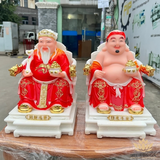 [8inch] Tượng Thần tài Thổ Địa ngồi ghế Đá nhập khẩu mẫu mới nhất Cao 20cm – 5 màu (Vàng, Trắng, Đỏ, Xanh, Cam)