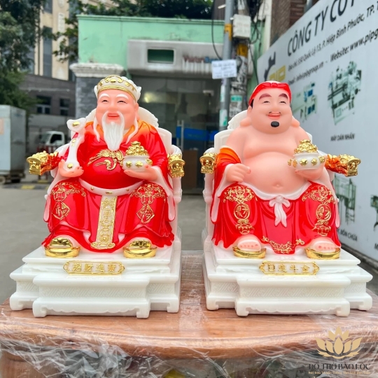 [12inch] Tượng Thần tài Thổ Địa ngồi ghế đá nhập khẩu mẫu mới nhất cao 30cm – Đỏ