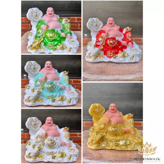 [12inch] Tượng Di Lặc Tôn Phật Đá Nhập Mẫu Như Ý Ngang 26cm - 5 Màu (Trắng, Đỏ, Vàng, Xanh lá, Xanh lam)