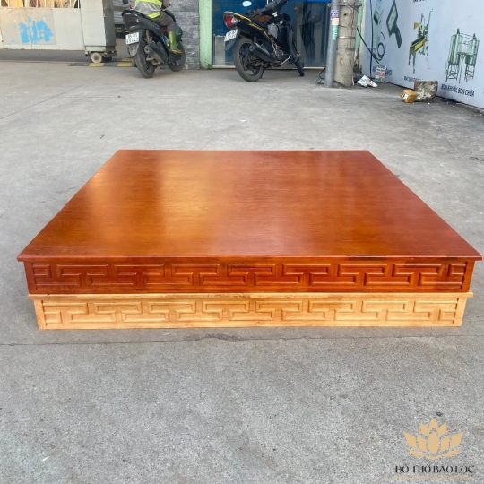 Bàn kê, bục kê, đặt bàn thần tài thổ địa bằng gỗ sồi 100% có 3 cỡ Ngang 89cm x Sâu 89cm - Đỏ