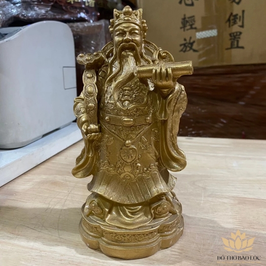 Tượng Phúc Lộc Thọ bằng bột đá màu đồng cầu bình an tài lộc cao 36cm đẹp bền rẻ ( bộ tam đa )