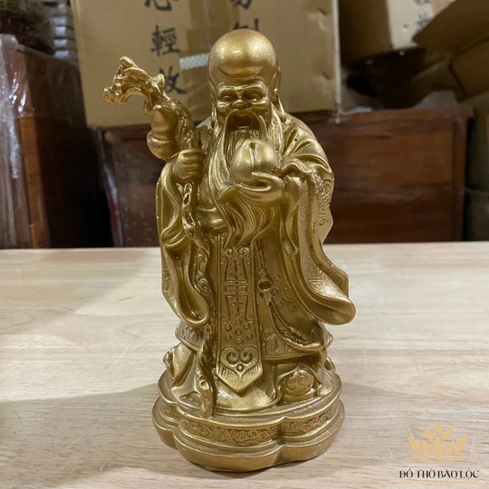 Tượng Phúc Lộc Thọ bằng bột đá màu đồng cầu bình an tài lộc cao 36cm đẹp bền rẻ ( bộ tam đa )