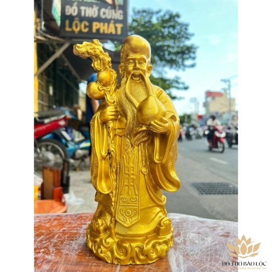 Tượng Phúc Lộc Thọ bằng bột đá cầu bình an tài lộc cao 29cm