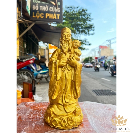 Tượng Phúc Lộc Thọ bằng bột đá cầu bình an tài lộc cao 29cm