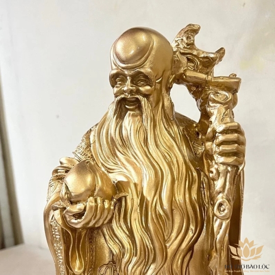 Tượng Phúc Lộc Thọ bằng bột đá màu đồng cầu bình an tài lộc cao 35cm