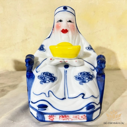 [5inch] Tượng Thần tài Thổ Địa sứ Bát Tràng cao 13cm