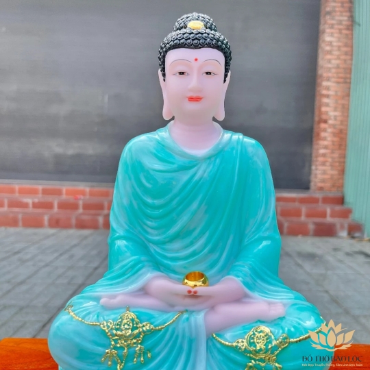 [12inch]Tượng Phật Bổn Sư Thích Ca Mâu Ni bằng đá nhập khẩu cao cấp  cao 31cm – màu xanh