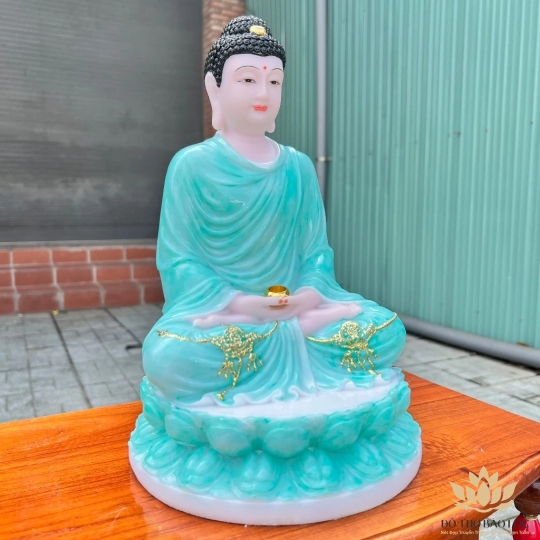 [12inch]Tượng Phật Bổn Sư Thích Ca Mâu Ni bằng đá nhập khẩu cao cấp  cao 31cm – màu xanh