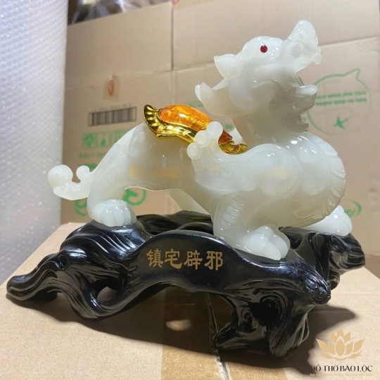 Cặp Tỳ Hưu phong thủy chiêu tài hút lộc cao 20cm – trắng