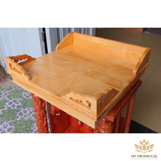 Bàn thờ treo tường gỗ tràm bông vàng 35cm– vàng nhạt