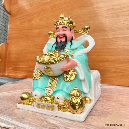 [ 12inch ] Tượng Thần Tiền Chiêu Tài Lộc mẫu Phú Quý hàng nhập khẩu Đài Loan cao 30 cm màu xanh ngọc