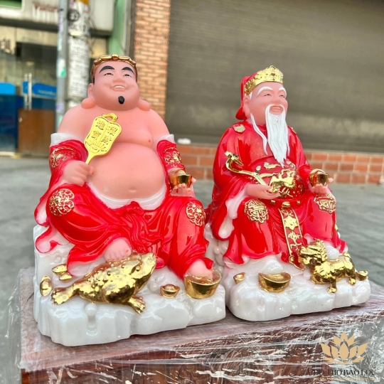 [8inch] Tượng Thần tài Thổ Địa đế đá nhập khẩu cao cấp Cao 20cm – Đỏ